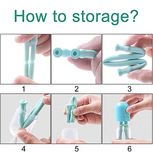 INTVN Pajitas de Silicona Plegables Reutilizables, Juego de Tubos para Beber, Estuche y Cepillo de Limpieza, fácil de Limpiar, para niños y Adultos, Paquete de 4, Compatible con Viaje
