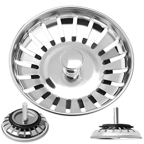 Invero - Colador para fregadero de cocina (acero inoxidable, 83 mm de diámetro, se adapta a la mayoría de fregaderos)