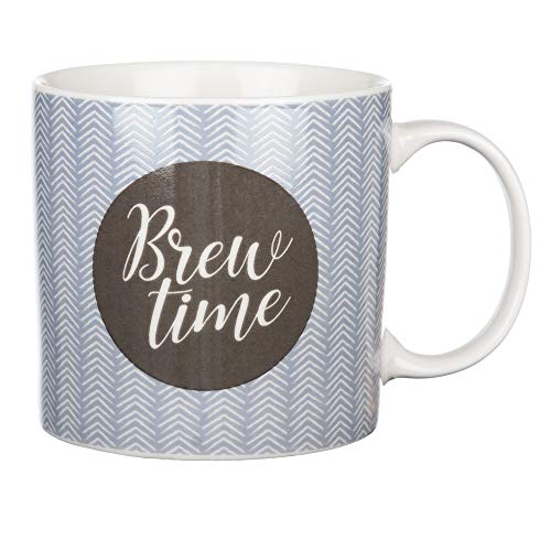 Invero - Juego de 5 tazas de gres grandes (540 ml) con mensajes divertidos decorativos impresos, ideales para bebidas calientes, té de la tarde, café, latte, chocolate caliente y más