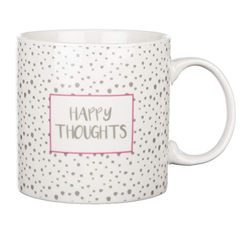 Invero - Juego de 5 tazas de gres grandes (540 ml) con mensajes divertidos decorativos impresos, ideales para bebidas calientes, té de la tarde, café, latte, chocolate caliente y más
