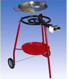 Invierno – Conjunto de barbacoa gas Grabadora de paella Juego de barbacoa con ruedas con 2 sartenes (42 cm y 60 cm) incl. Manguera de conexión y Reductor de presión