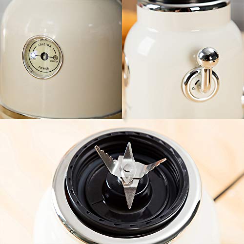 IQQI Licuadora Portátil Retro Mini Exprimidor De Tamaño Personal Batidoras De Vaso Individuales Mezclador De Hielo para El Hogar/Oficina/Viajes/Deportes Al Aire Libre,Blanco