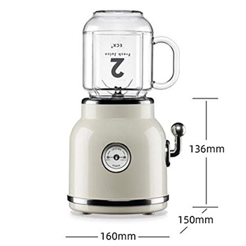 IQQI Licuadora Portátil Retro Mini Exprimidor De Tamaño Personal Batidoras De Vaso Individuales Mezclador De Hielo para El Hogar/Oficina/Viajes/Deportes Al Aire Libre,Blanco