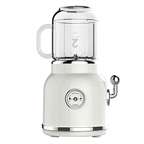 IQQI Licuadora Portátil Retro Mini Exprimidor De Tamaño Personal Batidoras De Vaso Individuales Mezclador De Hielo para El Hogar/Oficina/Viajes/Deportes Al Aire Libre,Blanco