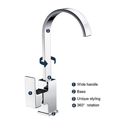 Iraza Grifo del lavabo de la cocina,Grifo de Cuenca de las mercancías sanitarias tubo cuadrado plano que dibuja el agujero frío del grifo del fregadero