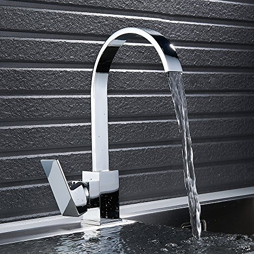 Iraza Grifo del lavabo de la cocina,Grifo de Cuenca de las mercancías sanitarias tubo cuadrado plano que dibuja el agujero frío del grifo del fregadero