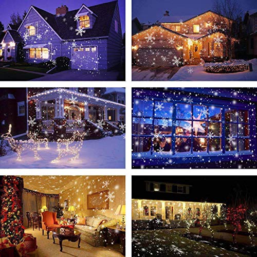 IREGRO Luces de Proyector Navidad Copos de Nieve Luz de nevadas Navidad Impermeable LED Exterior Decoración Luz de Proyector con Control Remoto Patrón para Fiesta, Navidad, Festivos,Valentín