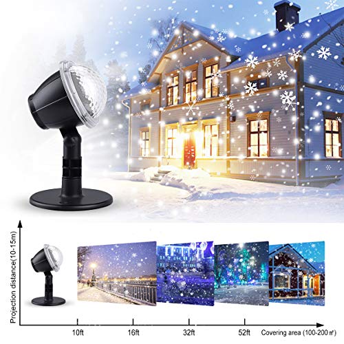 IREGRO Luces de Proyector Navidad Copos de Nieve Luz de nevadas Navidad Impermeable LED Exterior Decoración Luz de Proyector con Control Remoto Patrón para Fiesta, Navidad, Festivos,Valentín