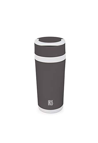 IRIS Botella Vidrio Térmica 450 ml, Gris, 7.5 cm