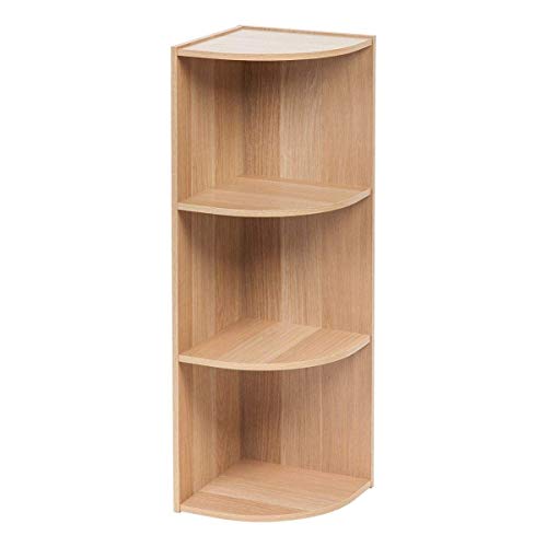 Iris Ohyama Corner Bookcase CX-3C Estante de Esquina 3 repisas/Almacenamiento Independiente de Madera CX-3C-Roble Claro, 29 x 29 x 87.2 cm, MDF, Beige, 3 nichos