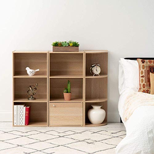 Iris Ohyama Corner Bookcase CX-3C Estante de Esquina 3 repisas/Almacenamiento Independiente de Madera CX-3C-Roble Claro, 29 x 29 x 87.2 cm, MDF, Beige, 3 nichos
