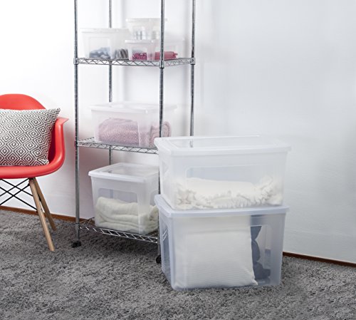 Iris Ohyama, lote de 3 cajas de almacenamiento con tapa Modular Clear Box MCB 18 Plástico, transparente, 18 L, 39,5 x 34 x 19.9 cm, 18L, 3