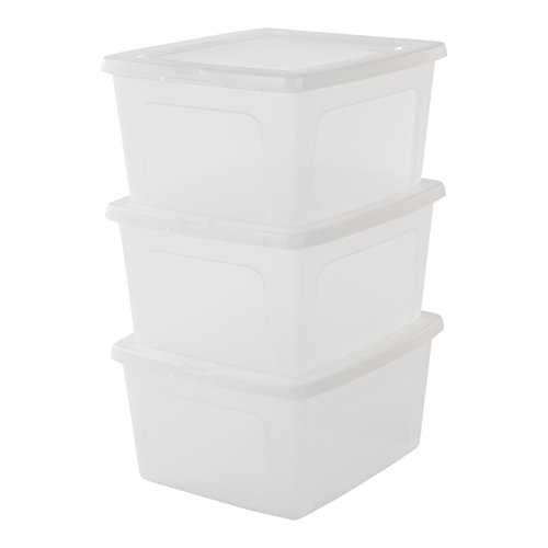 Iris Ohyama, lote de 3 cajas de almacenamiento con tapa Modular Clear Box MCB 18 Plástico, transparente, 18 L, 39,5 x 34 x 19.9 cm, 18L, 3