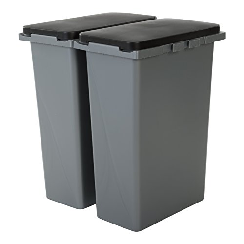 Iris Ohyama RP-3 Botes de Basura Doble para Recogida selectiva, Gris/Negro, 2 x 45L
