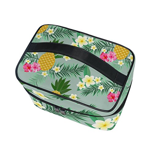 ISAOA Bolsa de Maquillaje piña Plumeria Neceser de Viaje para cosméticos Bolsa de de Cepillo Bolsa de Lavado portátil Bolsa de Maquillaje de Viaje Bolsa de Maquillaje para Mujeres y niñas