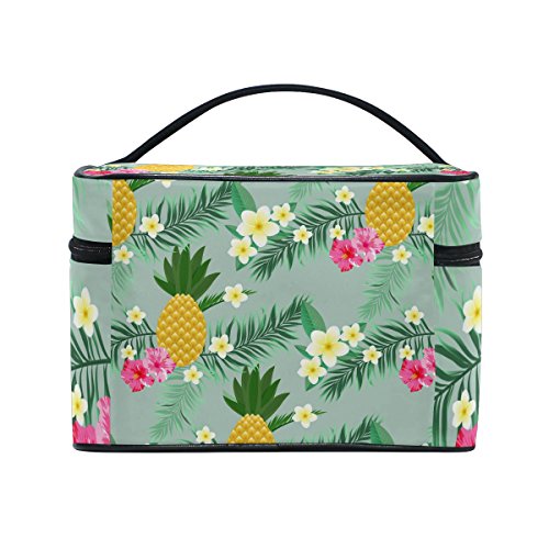 ISAOA Bolsa de Maquillaje piña Plumeria Neceser de Viaje para cosméticos Bolsa de de Cepillo Bolsa de Lavado portátil Bolsa de Maquillaje de Viaje Bolsa de Maquillaje para Mujeres y niñas