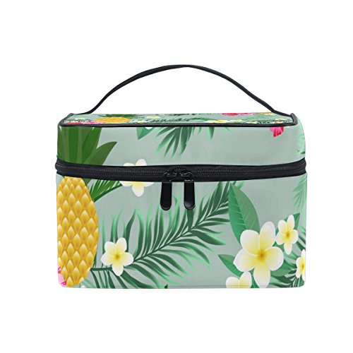 ISAOA Bolsa de Maquillaje piña Plumeria Neceser de Viaje para cosméticos Bolsa de de Cepillo Bolsa de Lavado portátil Bolsa de Maquillaje de Viaje Bolsa de Maquillaje para Mujeres y niñas