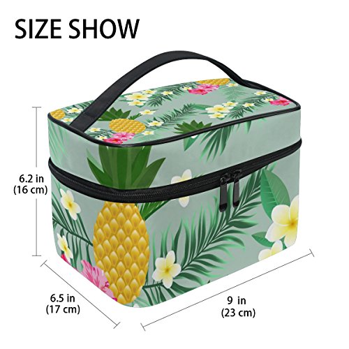 ISAOA Bolsa de Maquillaje piña Plumeria Neceser de Viaje para cosméticos Bolsa de de Cepillo Bolsa de Lavado portátil Bolsa de Maquillaje de Viaje Bolsa de Maquillaje para Mujeres y niñas