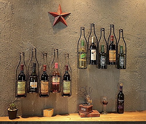 Isasar - Estante de vino de metal vintage retro para 5 botellas para restaurantes, bares, muebles para el hogar, etc. negro