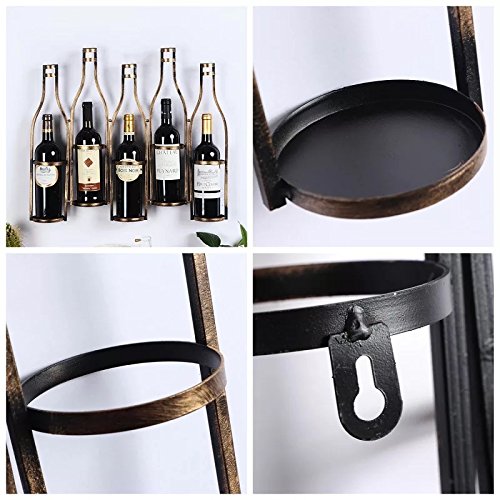 Isasar - Estante de vino de metal vintage retro para 5 botellas para restaurantes, bares, muebles para el hogar, etc. negro