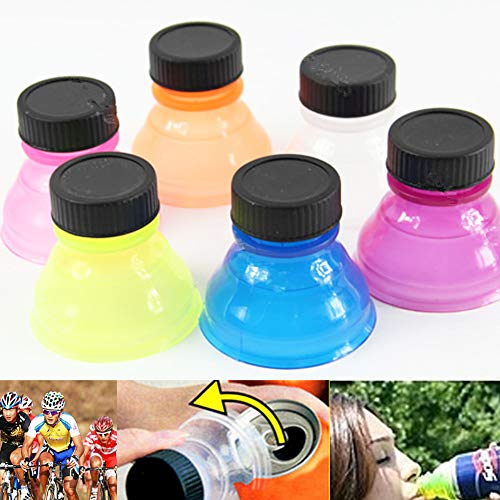 Isuper 6pcs Botella de la Bebida Sellado de Tapas a Prueba de Polvo Reutilizable con Cierre a presión se Puede convertir Pop Soda Savers Tapones de Botellas de Coca-Cola(Mezclado)