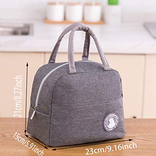 iSuperb Bolsa Térmica Comida Bolsas de Almuerzo Caja Porta con Aislamiento Bolso de Mano Impermeable Fiambrera Isotermica Aislado Térmico Organizador para Niñas y Niños (Gris Oso)