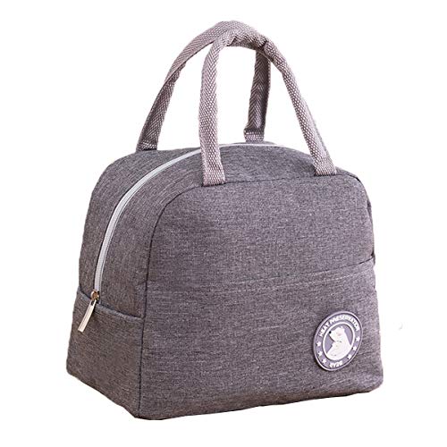 iSuperb Bolsa Térmica Comida Bolsas de Almuerzo Caja Porta con Aislamiento Bolso de Mano Impermeable Fiambrera Isotermica Aislado Térmico Organizador para Niñas y Niños (Gris Oso)