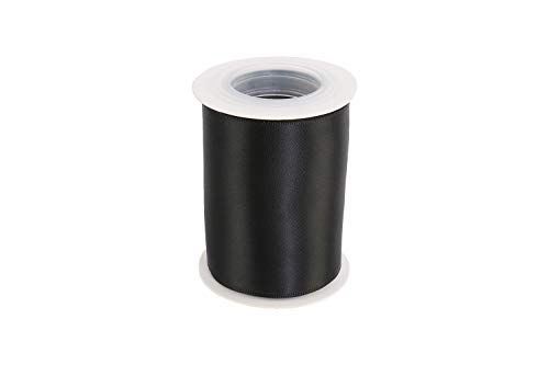 ITISparkle - Cinta de satén de doble cara (75 mm de ancho, 4,5 metros (carrete completo) de calidad premium, ideal para manualidades, envolver regalos, floristería, color negro