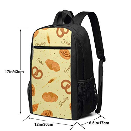 IUBBKI Panadería Pan Patrón Mochilas Informales Moda Mochilas Multiusos Populares Mochilas para portátiles de Negocios de Alta Capacidad Mochilas para Senderismo