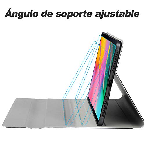 IVSO Español Teclado para Samsung Galaxy Tab A 10.1 2019, Protector de Pantalla para Samsung Galaxy Tab A 10.1 T510/T515 2019, Funda con 7 Colores Retroiluminado Wireless Teclado con Ñ, Negro