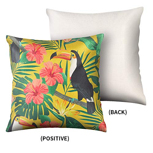 Ivyshion - Juego de 4 fundas de cojín tropical para plantas de 45 x 45 cm, decoración del sofá, salón moderno, funda de almohada cuadrada de lino, dormitorio, hotel, cojín, Vert 2, 45 x 45 cm