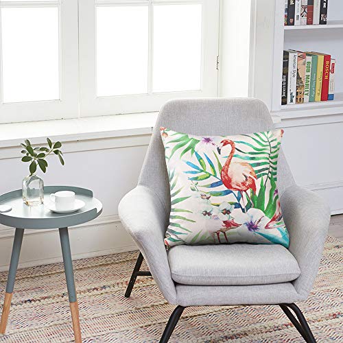 Ivyshion - Juego de 4 fundas de cojín tropical para plantas de 45 x 45 cm, decoración del sofá, salón moderno, funda de almohada cuadrada de lino, dormitorio, hotel, cojín, Vert 2, 45 x 45 cm