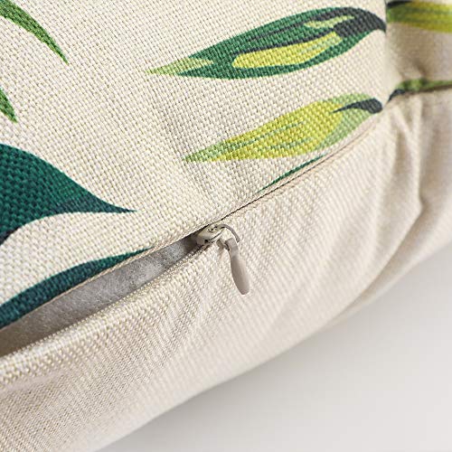 Ivyshion - Juego de 4 fundas de cojín tropical para plantas de 45 x 45 cm, decoración del sofá, salón moderno, funda de almohada cuadrada de lino, dormitorio, hotel, cojín, Vert 2, 45 x 45 cm