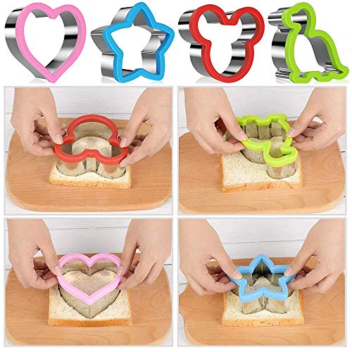 IWILCS Cortadores de sándwich para niños, Cortador de Galletas de Pan, Estrella Forma de Corazón y Cortador de Frutas Verduras, con Tenedor y Cepillo, para Regalo horneado para Fiestas(28pcs)