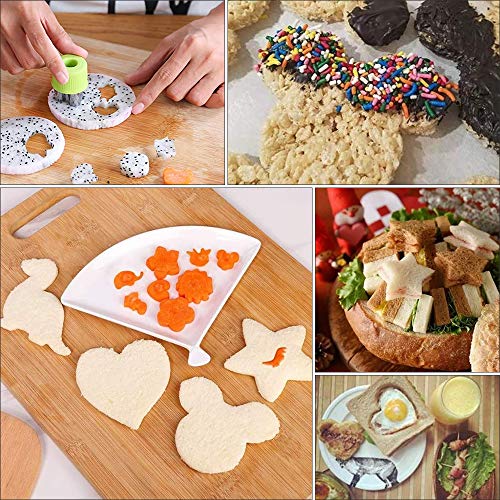 IWILCS Cortadores de sándwich para niños, Cortador de Galletas de Pan, Estrella Forma de Corazón y Cortador de Frutas Verduras, con Tenedor y Cepillo, para Regalo horneado para Fiestas(28pcs)