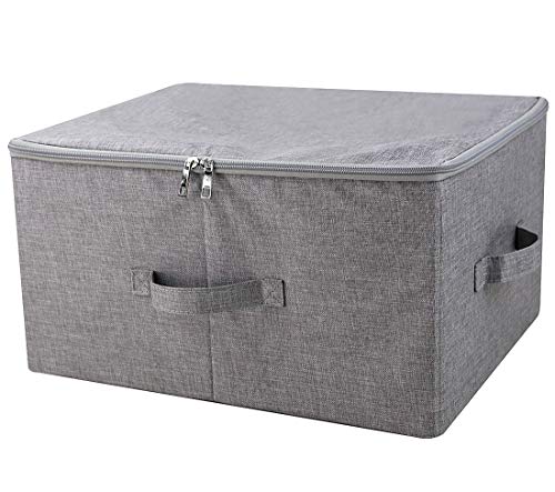 iwill CREATE PRO Caja de Almacenamiento Plegable con Tapa y Asas con Cremallera, Cesta de Almacenamiento con Tela de Lino, separadores extraíbles de cajón para Armario, Gris Oscuro, 2 Piezas