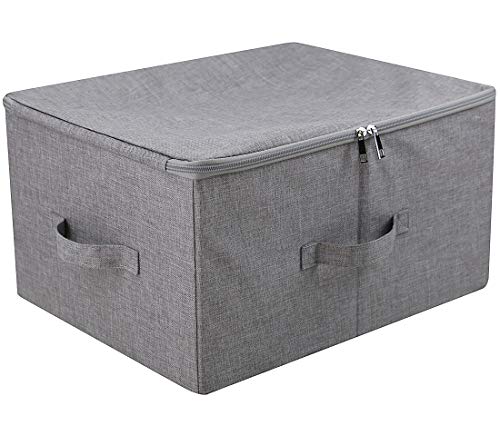 iwill CREATE PRO Caja de Almacenamiento Plegable con Tapa y Asas con Cremallera, Cesta de Almacenamiento con Tela de Lino, separadores extraíbles de cajón para Armario, Gris Oscuro, 2 Piezas