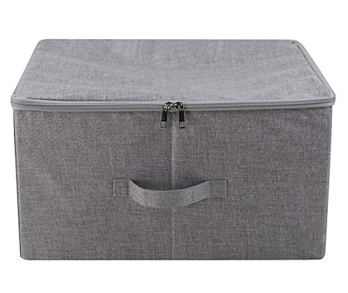 iwill CREATE PRO Caja de Almacenamiento Plegable con Tapa y Asas con Cremallera, Cesta de Almacenamiento con Tela de Lino, separadores extraíbles de cajón para Armario, Gris Oscuro, 2 Piezas