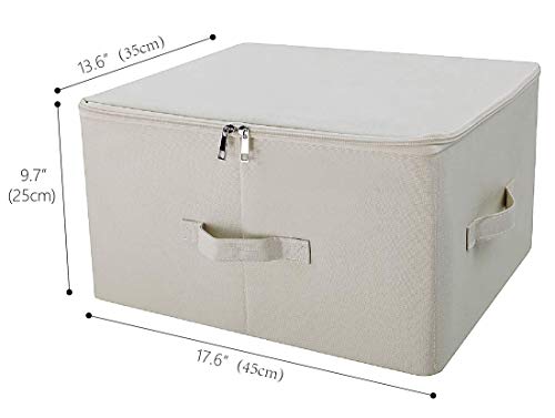 iwill CREATE PRO Contenedores de Almacenamiento de Lino Plegables Jumbo, Tide Up Your Closet, Conveniente Compartimiento de Almacenamiento con Tapa, Beige, Paquete de 2