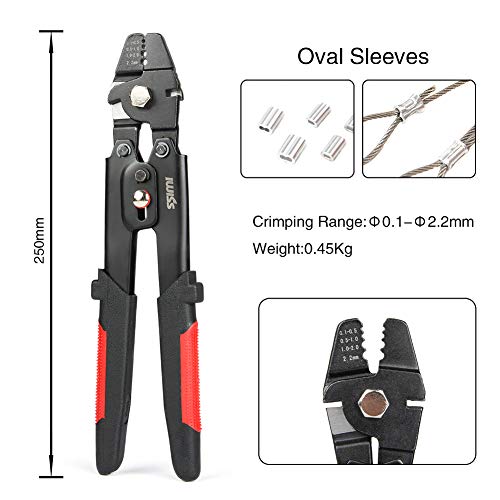 IWISS IWS-250B Herramienta para prensar cables de acero al carbono de hasta 2.2 mm (negro)