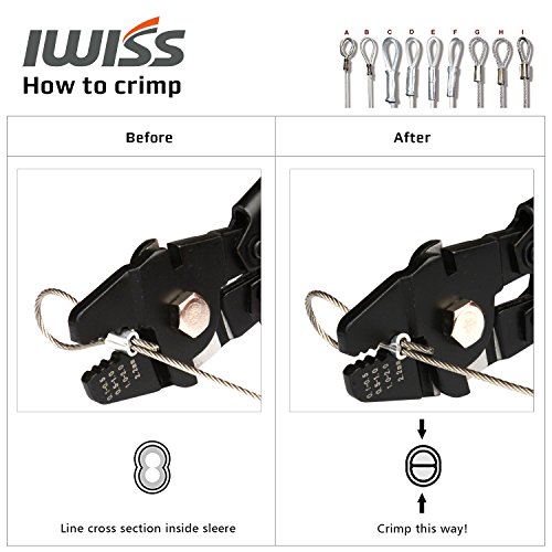 IWISS IWS-250B Herramienta para prensar cables de acero al carbono de hasta 2.2 mm (negro)