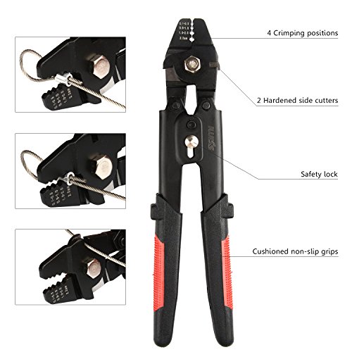 IWISS IWS-250B Herramienta para prensar cables de acero al carbono de hasta 2.2 mm (negro)