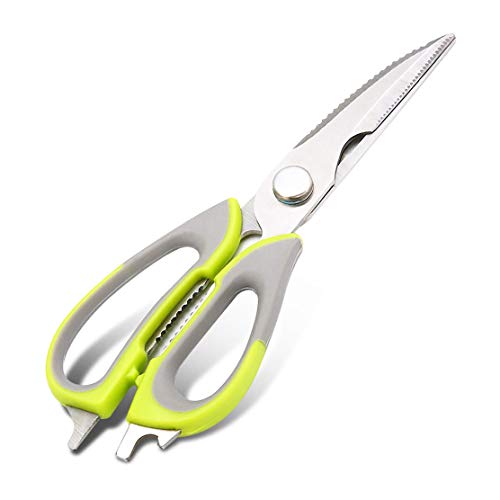 iwobi Tijeras de Cocina multifuncionales, Acero Inoxidable Tijeras Desmontables 8 en 1 de Alto Rendimiento con Cubierta para Pollo, Pescado, marisco y Barbacoa 24 * 8 * 3 cm con Conector de Tijera