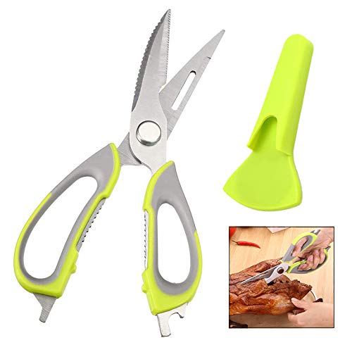 iwobi Tijeras de Cocina multifuncionales, Acero Inoxidable Tijeras Desmontables 8 en 1 de Alto Rendimiento con Cubierta para Pollo, Pescado, marisco y Barbacoa 24 * 8 * 3 cm con Conector de Tijera