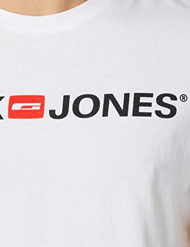 Jack & Jones Jjecorp Logo tee SS Crew Neck Noos Camiseta, Blanco (White Detail: Slim Fit), X-Small para Hombre