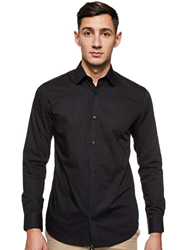 Jack & Jones Jprnon Iron Shirt L/s Noos Camisa, Negro (Black Fit:Slim Fit), Large para Hombre