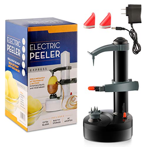 JAIN YA NA Pelador eléctrico de Fruta y verdura para Fruta y verdura Acero Inoxidable pelador rebanador Cortador (Negro)
