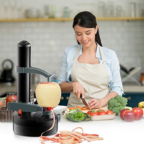 JAIN YA NA Pelador eléctrico de Fruta y verdura para Fruta y verdura Acero Inoxidable pelador rebanador Cortador (Negro)