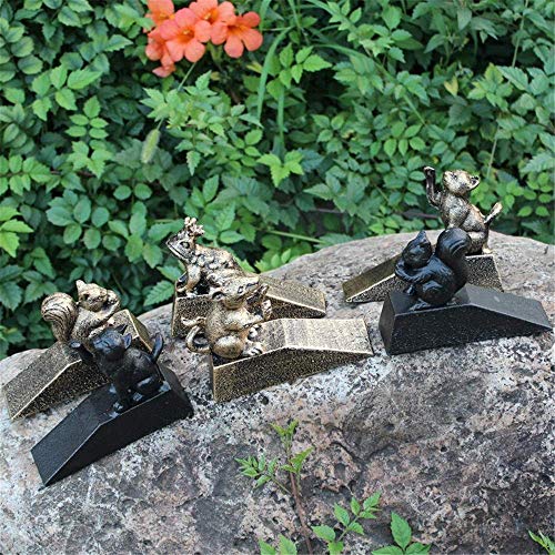 JALAL Animal de Hierro de jardín Puerta de Hierro Fundido Topes Succión de Puerta de Hierro Fundido Retro Decorativo a Prueba de Viento Marco de Puerta Creativo Casa Rural Terraza Ardilla