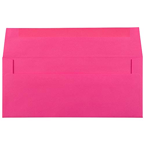 JAM PAPER #10 Sobres de Negocios - 104,8 x 241,3 mm - Rosa Ultra Fucsia - Paquete de 50